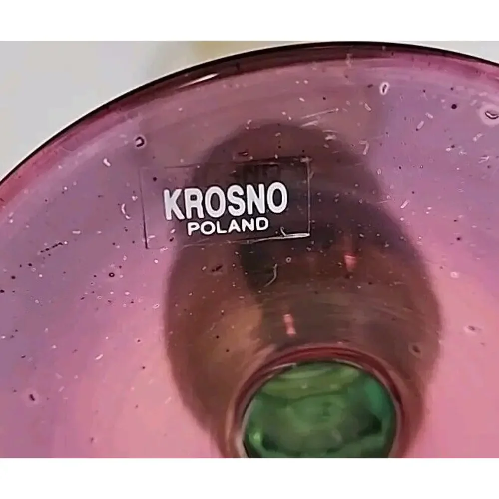 Krosno Poland Candlestick Iridescent Hand-Blown Glass w Sticker 6